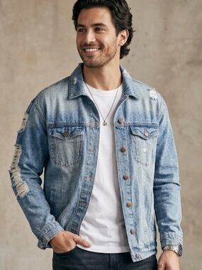 Forever 21 Distressed Blue Denim Jacket